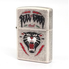 Zippo lighter Regular KR Exclusive Custom/ Stigma Feel Good Silver Tiger Print picture