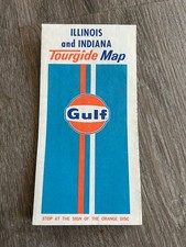 Vintage Illinois and Indiana fold road map Gulf picture