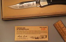 90s Harley-Davidson Limited Edition Etched Blade 110 Buck Knife w/ Cases & COA picture