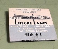 LEISURE LANES BOWLING ALLEY - OMAHA NEBRASKA VINTAGE MATCHBOOK picture