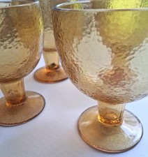 Vintage Set of 4 Hazel Atlas Pebblestone Stemmed Goblets picture