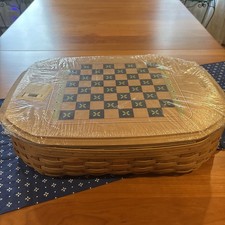 Longaberger 2005 All-In-One Game Basket+NEW Sealed Lid & Game Accessory Set NIB picture