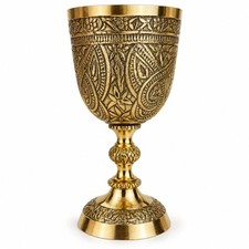 Brass Chalice Goblet For Communion Cup Handmade Embossed Wine Chalice Goblet picture