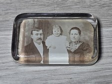 1900s Antique Glass Paperweight Vintage Family Fashion Photo Lewis Peters Pa picture