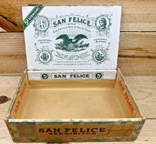 Nice Vtg Antique c1926 San Felice Wood Cigar Box Ohio/ Waterloo Iowa Tobacciana picture