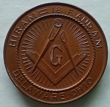 100th Anniversary Masonic Medal January 21, 1911 2” Delaware Ohio Hiram 18 Heavy picture