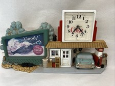 1990 COCA COLA on ROUTE 66 Gas Station WALL CLOCK '57 Chevy WORKS - Burwood 3130 picture