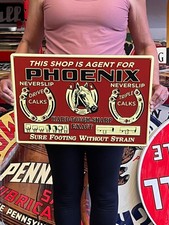 Vintage Anitque Old Style Metal Sign Phoenix Horseshoes 14x20 Made in USA picture