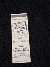 Vintage Pennsylvania Matchbook “The Watsontown Ban - Est 1880