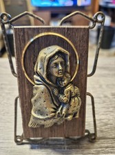 Vintage Mother Mary Baby Jesus Madonna & Child Plaque W/stand Italy RARE picture