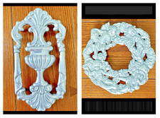 VTG Aluminum Trivet Set/2 Footed Cherubs with Flowers & Art Deco Urn Motif picture