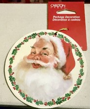 Vintage Carlton Cards Santa 3.5” Package Decoration Gift Tag Ornament Christmas picture