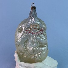 Antique Blown Glass Jester On Crescent Moon Figural Ornament*GERMANY*3.5”H* picture