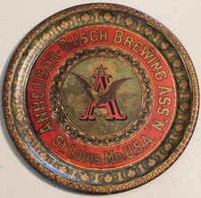 1905 Anheuser-Busch LITHO Tin Tray PRE PRO PROHIBITION Shonk Flying Eagle Sign picture