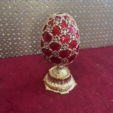 Traditions Of Faberge Egg Red Swarovski Made Russia Inside Magnetic Egg No Box picture