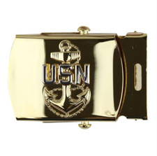 GENUINE U.S. NAVY BELT BUCKLE: E7 CHIEF PETTY OFFICER - GOLD picture