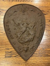 SO RARE Antique Turn of the Century Cast Iron Battle Shield Decorative Fighting picture