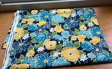 Richloom Fabric Large Floral Blue Yellow White Original Screen print 108 X 44” picture