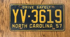 1957 North Carolina License Plate Car Tag picture