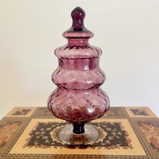 Vintage Empoli Amethyst Glass Candy Jar Italy 22cmH picture
