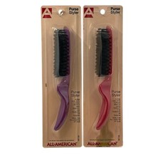 Vintage All American Purse Styler Brush #01164 Red and Purple Set Of 2 Sealed picture