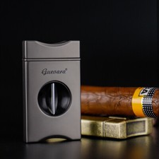 Luxury Cigar Cutter Silver V-Cut Stainless Steel Premium Guillotine Sharp Blade picture