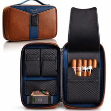 Premium Leather Travel Cigar Humidor, Luxury Cigar Case Holder for Men, Hard picture