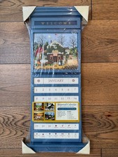 Vintage Wood Perpetual Calendar Charles Wysocki Art Country Cottage Welcome NOS picture