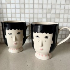Bloomingville Carolin Cup in black stoneware Set Of 2 Mugs Home Decor Coffee NEW picture