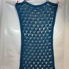 Handmade Crochet Teal Blue Table Runner Lacy Openwork Design picture
