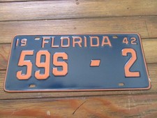1942 Florida license plate, Franklin county, single digit #2, YOM picture