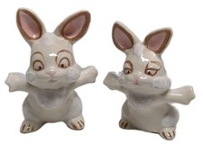 VTG Bunny Rabbits 1950s Kitschy Figurines Anthropomorphic Japan Open Arms picture