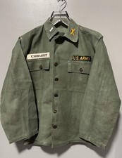 Vintage 1950s 60s US Army OG-107 Field Artillery Utility Shirt Named Insignia picture