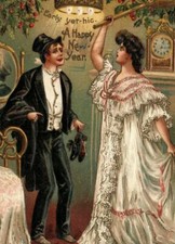 c. 1910 New Years Drunk Man Wife Victorian Style Fancy Nightgown Mantle Clock picture