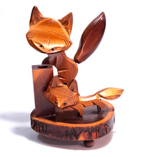 Japanese Wooden Pen Stand Holder Fox Handcrafted Fountain Pencil Office Organize picture