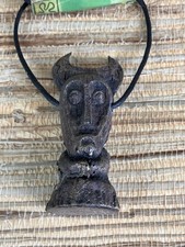 Tiki Tony Tiki Pendant Necklace Handmade Mask Brown Resin 3