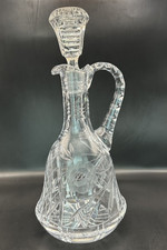 Vintage Leaded Crystal Etched Glass Decanter w/ Handle and Stopper picture