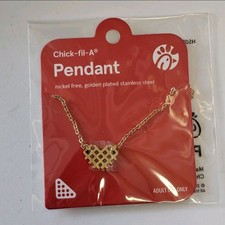 Chick-fil-A Waffle Fry Heart Necklace Golden Plated Stainless Steel NEW Z6 picture