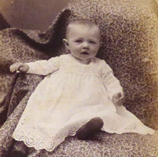RARE 1878-90 Cabinet Card Baby Christening Gown Fashion Frank Bussell Quincy MA picture