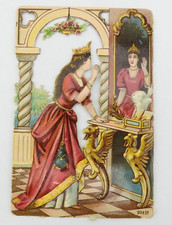 Antique Victorian Die Cut Out Grimms Fairy Tale German Snow White Mirror Embosse picture