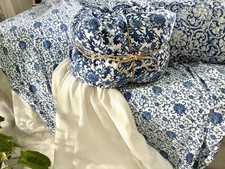 Vintage 1980’s Ralph Lauren Dorsey Porcelain Blue Floral King Comforter Cover picture