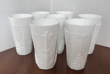 Indiana Glass Colony Harvest Grape White Milk Glass Tumblers 6