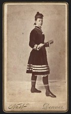 LION OR ANIMAL TAMER LADY Antique CIRCUS CDV PHOTO Woman Trainer Holding Whip picture
