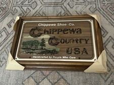 Vintage Chippewa Shoe Co. Reverse Painted Mirror Sign Chippewa Country USA  picture