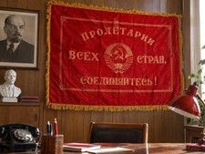 Vintage sovet silk flag/ authentic USSR baner. picture