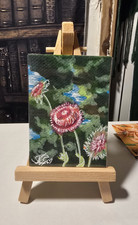 ACEO• Lake Side • Signed Small Abstract Floral • Nature Art Mixed Media picture
