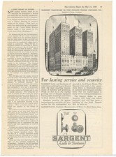 1926 Sargent Locks & Hardware Ad: Palmer House Hotel Artist's Rendering Chicago picture