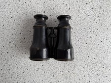 VTG French Field/ Opera Binoculars with a brass body and a dark overlay w/ Case picture