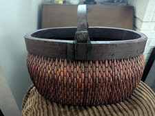 Chinese Bentwood Woven Willow Rice Harvest Gathering Basket 18