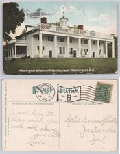 1908 Mt. Vernon George Washington Home Postcard, Washington D.C., Posted picture